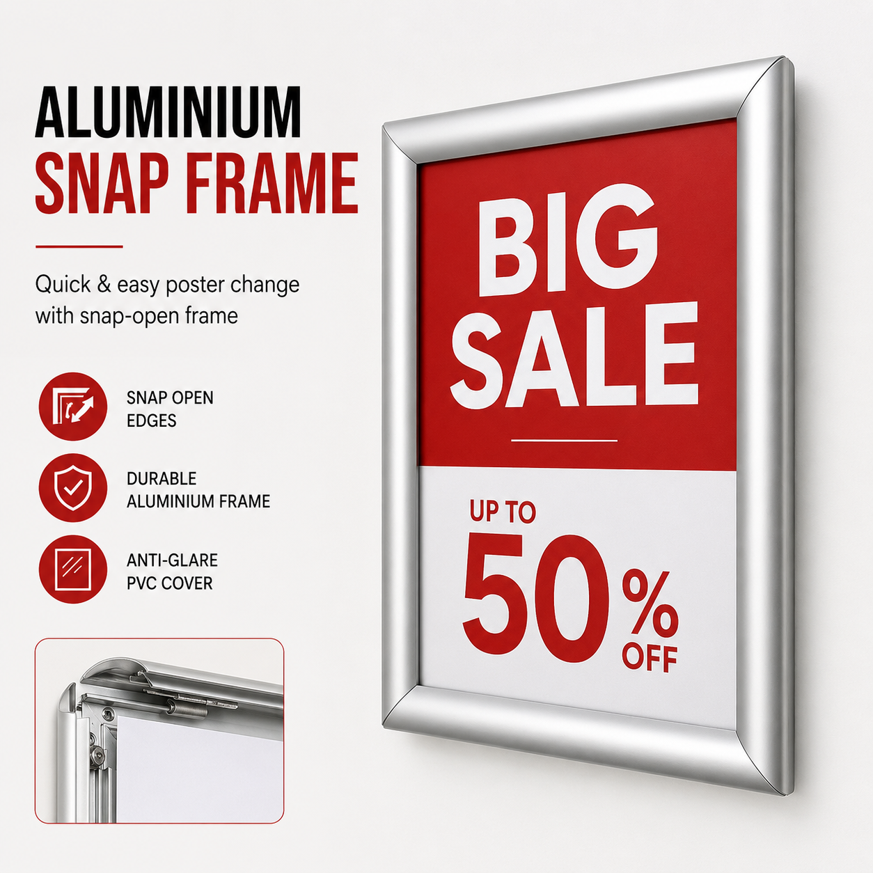 Aluminium Snap Frame Poster Display A1 - View 1